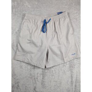 Huk Pursuit Volley Men Swim Shorts Small Gray Stretch Pocket Mesh Lined Active